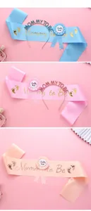 Détails du kit écharpe Mommy to Be, serre-tête strass et badge Daddy to Be en trois couleurs