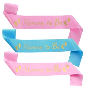 Satin Mommy To Be Sash For Baby Shower Gender Reveal Party Bronzing Footprint Pregnancy Celebration Sash For Mom To Be
