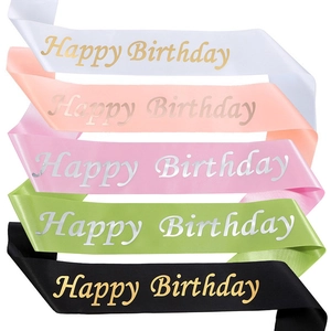 Happy Birthday Bronzier-Satin-Sjerp Eleganter Geburtstagsfeier Etikette Gürtel Dekoration Zubehör Für Damen Herren Geburtstagsgeschenk