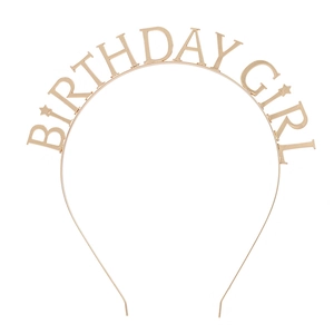 Gold Birthday Girl headband with star accents for women birthday party celebration