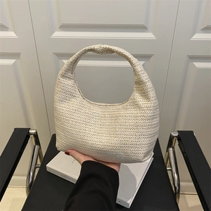 Sac Hobo en Cuir PU Tissé à la Mode pour Femmes Sac à Épaule de Style Minimaliste Couleur Unie Fermeture Éclair Sac de Plage Vacances Accessoires Quotidiens