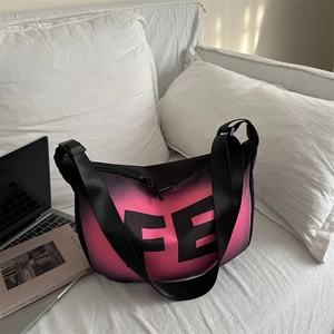 Sac à Épaule Femme Dégradé Imprimé Lettre FE Grande Capacité Nylon PU Sac Bandoulière Hobo Mode Streetwear Sac Messager Décontracté