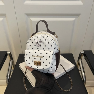 Mini sac à dos à pois avec bandoulière chaîne et fermoir doré au style décontracté