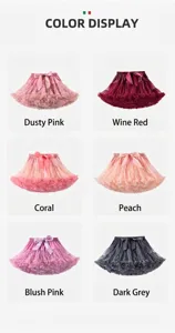 Color display of girls multi-layer tulle tutu skirts with satin bow decoration