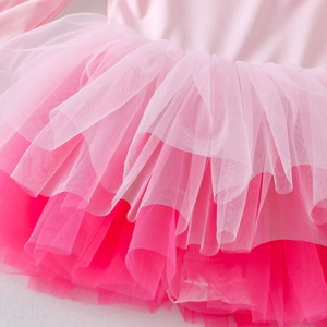 Détail du tulle dégradé rose multicouche sur cette jupe tutu de ballet pour enfants