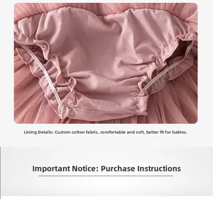 Detail of soft cotton lining and elastic diaper cover on infant pink tutu skirt