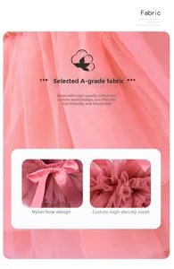 Close-up of pink tutu skirt featuring high-density mesh and a silky nylon bow detail
