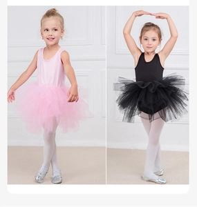 Detailed close-up of multi-layer tulle tutu skirt in pink and black ballet costumes