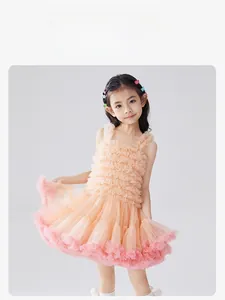 Detail of multi-layered gradient tulle ruffles on the star princess tutu dress