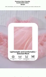Detail of pink tiered tulle tutu dress showing soft breathable mesh fabric texture