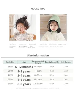 Detailed size chart for girls combed cotton leggings with age and height guide