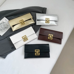 Envelope clutch bags with crocodile pattern and metal buckle in five assorted colors