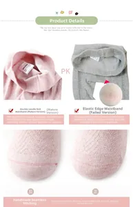 Detail of girls' cotton leggings featuring a flat-seam toe and wide knitted waistband