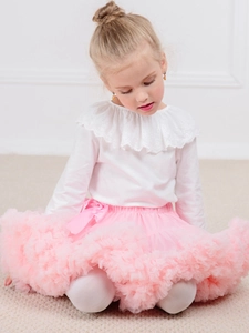 Girls Princess Tutu Skirt Layered Mesh Pettiskirt with Bow for Birthday Party Celebration Dancing Daily Wear Fluffy Tulle Skirt
