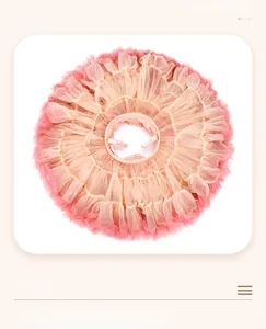 Detailed top view of fluffy pink multilayered high density mesh tutu skirt for girls