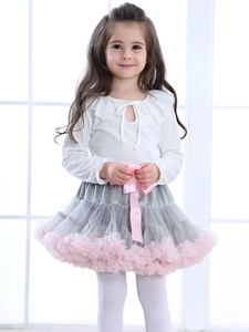 Girls long sleeve princess tutu dress with white knit top and pink mesh skirt