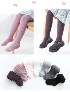 Detailed knit cable texture and seven color options for girls' cotton leggings
