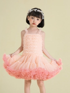 Girls Princess Tutu Dress Multi Layer Mesh Cake Skirt Pleated Camisole Party Performance Summer Dress For Kids
