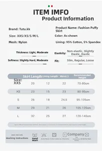 Detailed size guide and fabric specs for girls Christmas tutu skirt and cardigan set