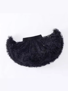Dark gray star tutu skirt for girls with silver sequins and elastic waistband