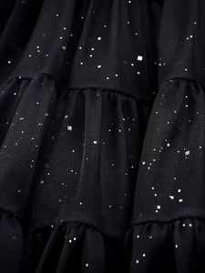 Dark grey star sequin tutu skirt for girls with layered tulle and sparkling details