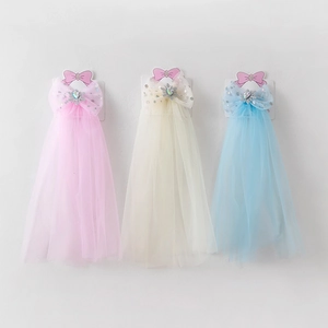 Voile de Tête en Maille de Princesse d'Anniversaire pour Filles Avec Nœud Papillon Flocon de Neige Strass Pince à Cheveux