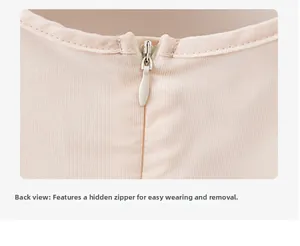 Macro shot of the invisible back zipper on the pink lace dress for easy wearing