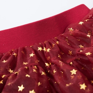 Gonna tutù rosso vino per bambine con vita elastica e motivi a stelle dorate