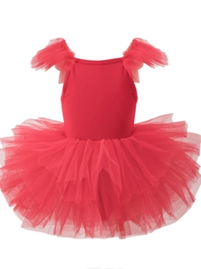 Robe Tutu de Ballet pour Filles Sans Manches Justaucorps de Danse en Coton et Maille Costume pour Fête Performance Danse