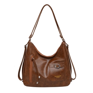 Sac à dos et sac à bandoulière multifonctionnel vintage en similicuir marron pour femmes