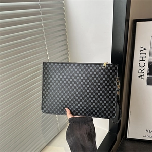Fashion Large Capacity PU Leather Envelope Clutch Bag For Women Monogram Print Wristlet Handbag Daily Casual Zip Purse