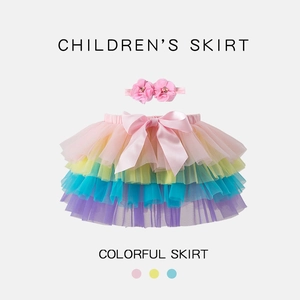 Baby Girls Tutu Skirt Set Nylon Mesh Tulle Diaper Cover Romper With Flower Headband Birthday Party Princess Outfit