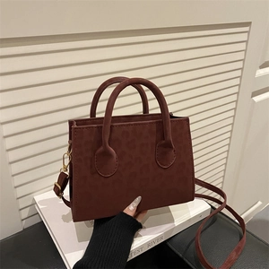 Borsa a Spalla da Donna in Pelle PU con Stampa Leopardata Borsa a Tracolla Stile Coreano con Manico per Uso Quotidiano
