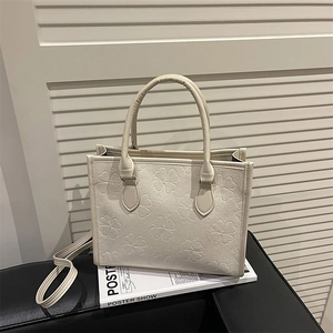 Sac Fourre-tout Vintage en Cuir Synthétique Gaufré Trèfle pour Femmes Mode Grande Capacité Sac à Bandoulière