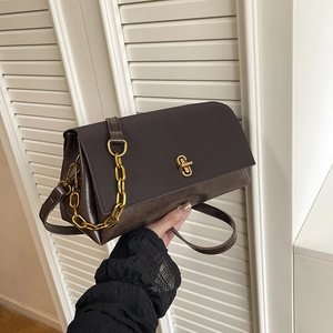 Sac à Épaule Vintage en Cuir PU pour Femmes Serrure Métallique de Luxe Sac Carré avec Chaîne Dorée à la Mode