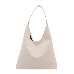 Sac fourre-tout beige minimaliste avec large bandoulière et intérieur spacieux