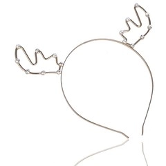 Close-up of golden antler headband featuring delicate white pearl bead decorations