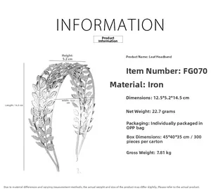 Detailed view showing product dimensions for the silver leaf bridal headband crown