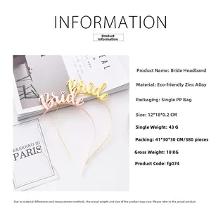 Detail view of Bride crown headband in zinc alloy with heart design dimensions info