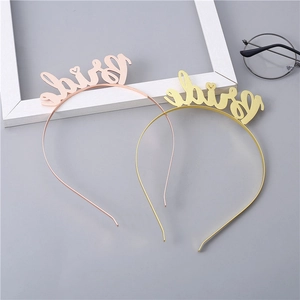 Gold and rose gold metal Bride hairbands with heart detail for wedding parties