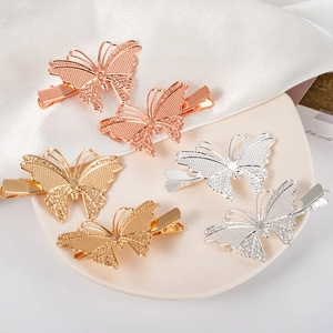 Set of six creative metal butterfly hair clips in gold, silver and rose gold tones