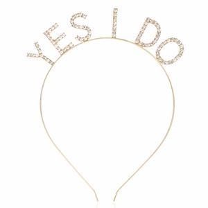 New Creative YES I DO Letter Rhinestone Alloy Headband Bridal Bachelorette Party Hair Accessories Wedding Headpiece For Women