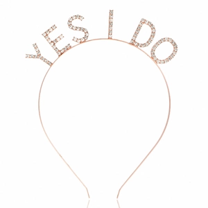 Rose gold Yes I Do rhinestone headband for bridal party or wedding hair decoration