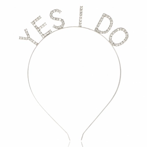 Silver YES I DO rhinestone headband for bridal parties and wedding celebrations