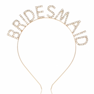 Serre-tête BRIDESMAID doré pour mariage orné de cristaux brillants et strass