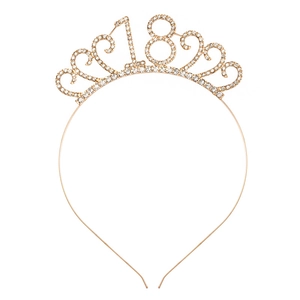 Diadème 18e anniversaire en or rose avec strass et détails élégants ciselés