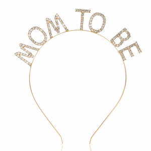 Gouden Mom To Be haarband met glinsterende strassteentjes voor baby shower feestjes