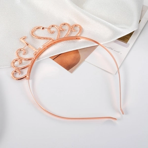 Rose gold rhinestone 21st birthday crown headband for party celebrations
