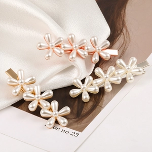 Elegantes Pinzas para el Cabello de Girasol con Perlas Artificiales de Imitación de Aleación Estilo Coreano Horquilla Floral para Mujeres Boda Joyería