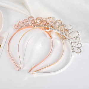 Sparkling rhinestone crown headbands in gold, silver and rose gold for 30th birthday parties